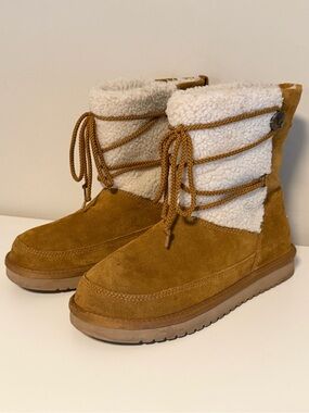 Koolaburra by UGG women’s size 7 shearling suede tan pull on midcalf boots